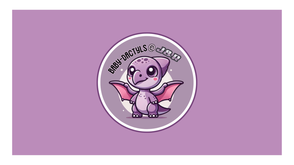 BABY-Dactyls program logo showing a playful dinosaur illustration