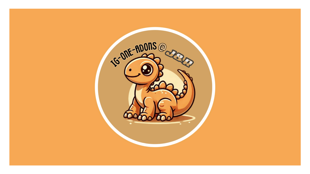 Ig-ONE-adons program logo showing a playful dinosaur illustration