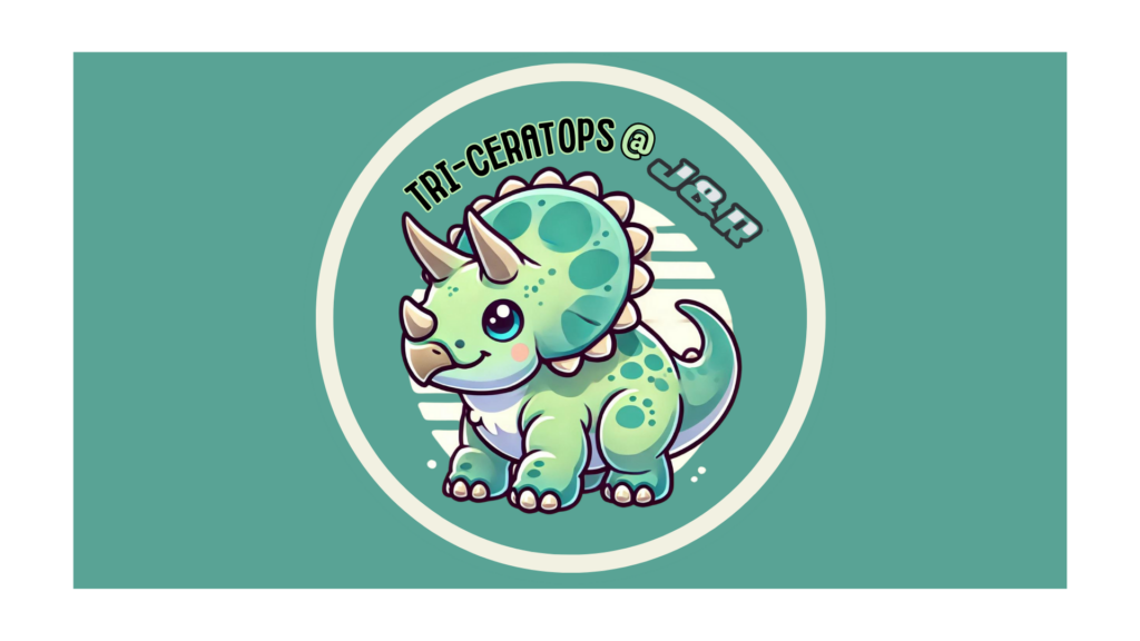 TRI-Ceratops program logo showing a playful dinosaur illustration